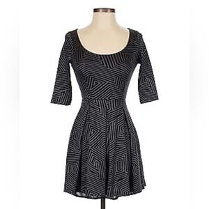 Armani Exchange black and silver geometric dress